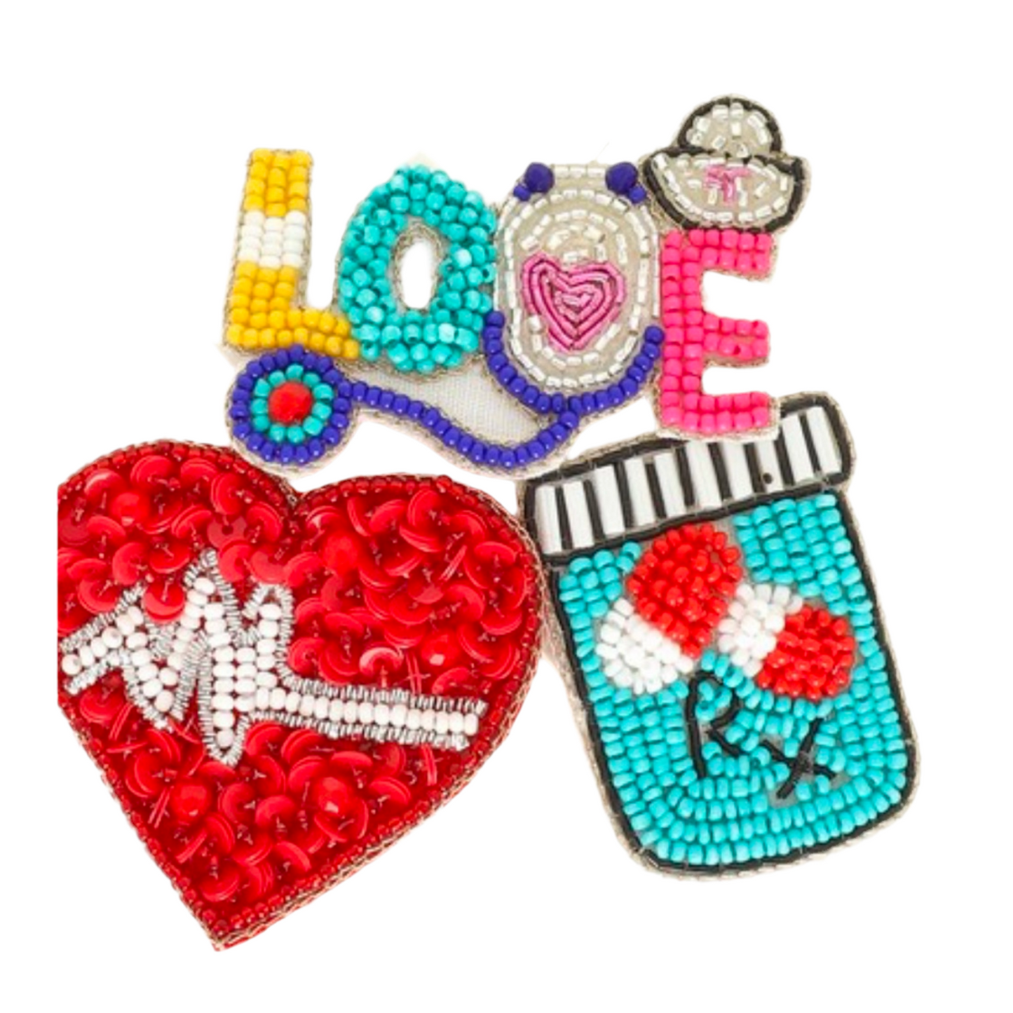 3 PK MEDICAL THEME ASSORTED BROOCH PIN SET
