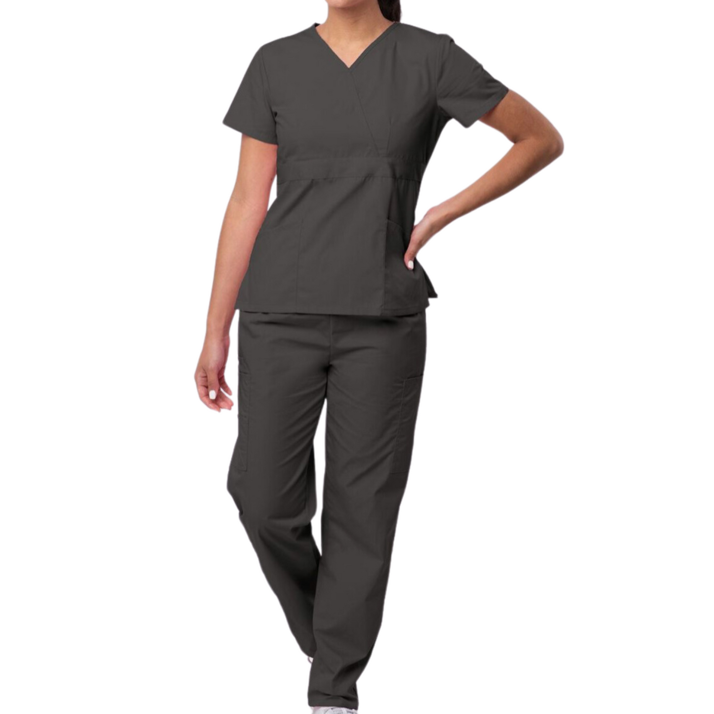 Nola Women's Mock Wrap Top/Cargo Pant Scrub Set