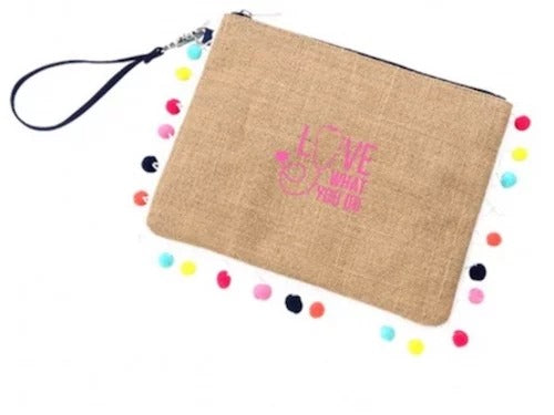 Love What You Do Pom-Pom Clutch