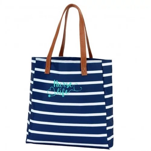 Nola Scrubs -Nurse Life Stripe Navy Tote - Nola Scrubs