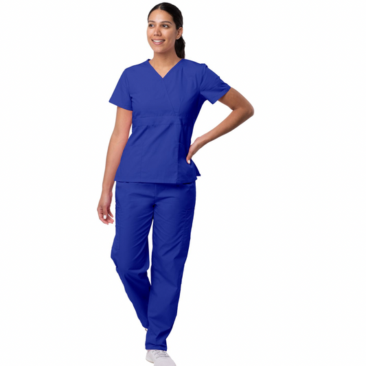 Nola Women's Mock Wrap Top/Cargo Pant Scrub Set